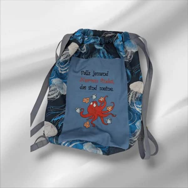 Stickdatei Krake mit Sprüchen