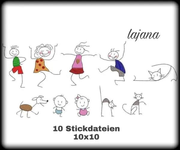 Stickdatei Strichmännchen Set