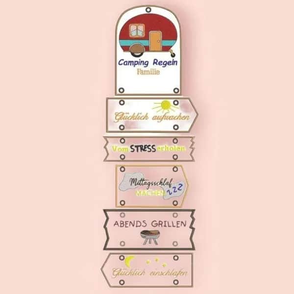 ITH Stickdatei Campingdeko Campingregeln