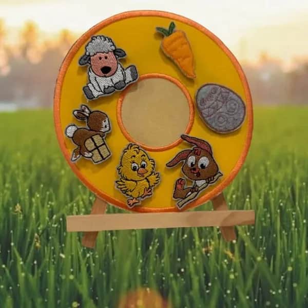 ITH Stickdatei Osterkranz Gesteck mit Figuren