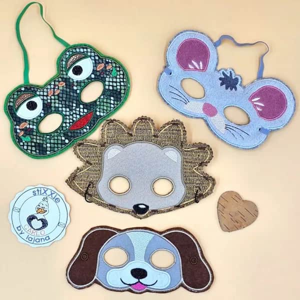 ITH Stickdatei Masken Fasching