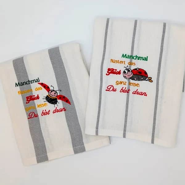 Stickdatei Spruch Glück mit Käfer