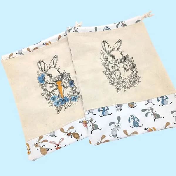 Stickdatei Hase Blumen