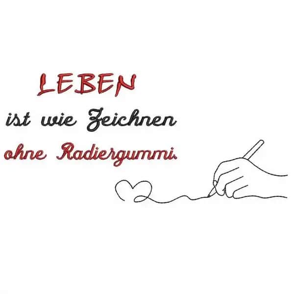 Stickdatei Spruch Leben ist... mit Grafik