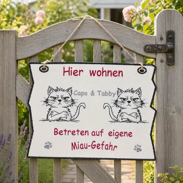 Stickdatei Vorsicht Katze