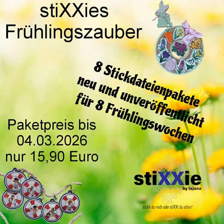 Stickdateien Frühlingszauber 2026 - 8 Wochen Überraschungspakete mit ITH und Vollstick-Dateien