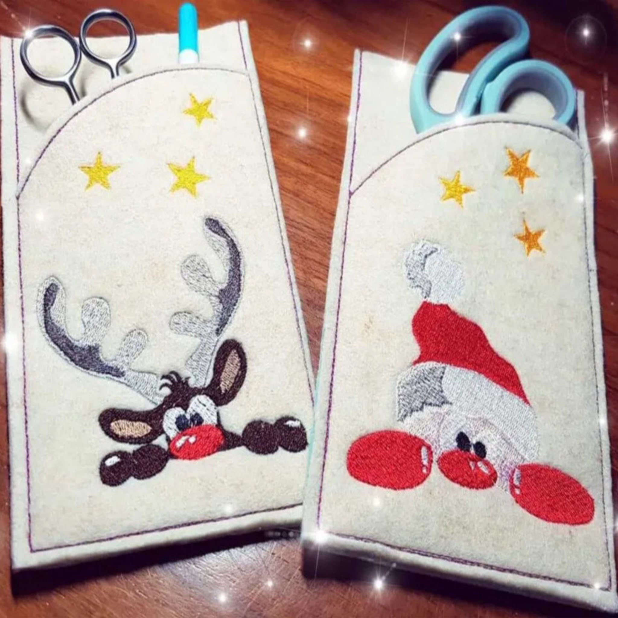  ITH Bestecktaschen Blanko Stickdatei - 4 Varianten für festliche Tischdeko zu Weihnachten, Hochzeiten und Festen, individuell bestickbar