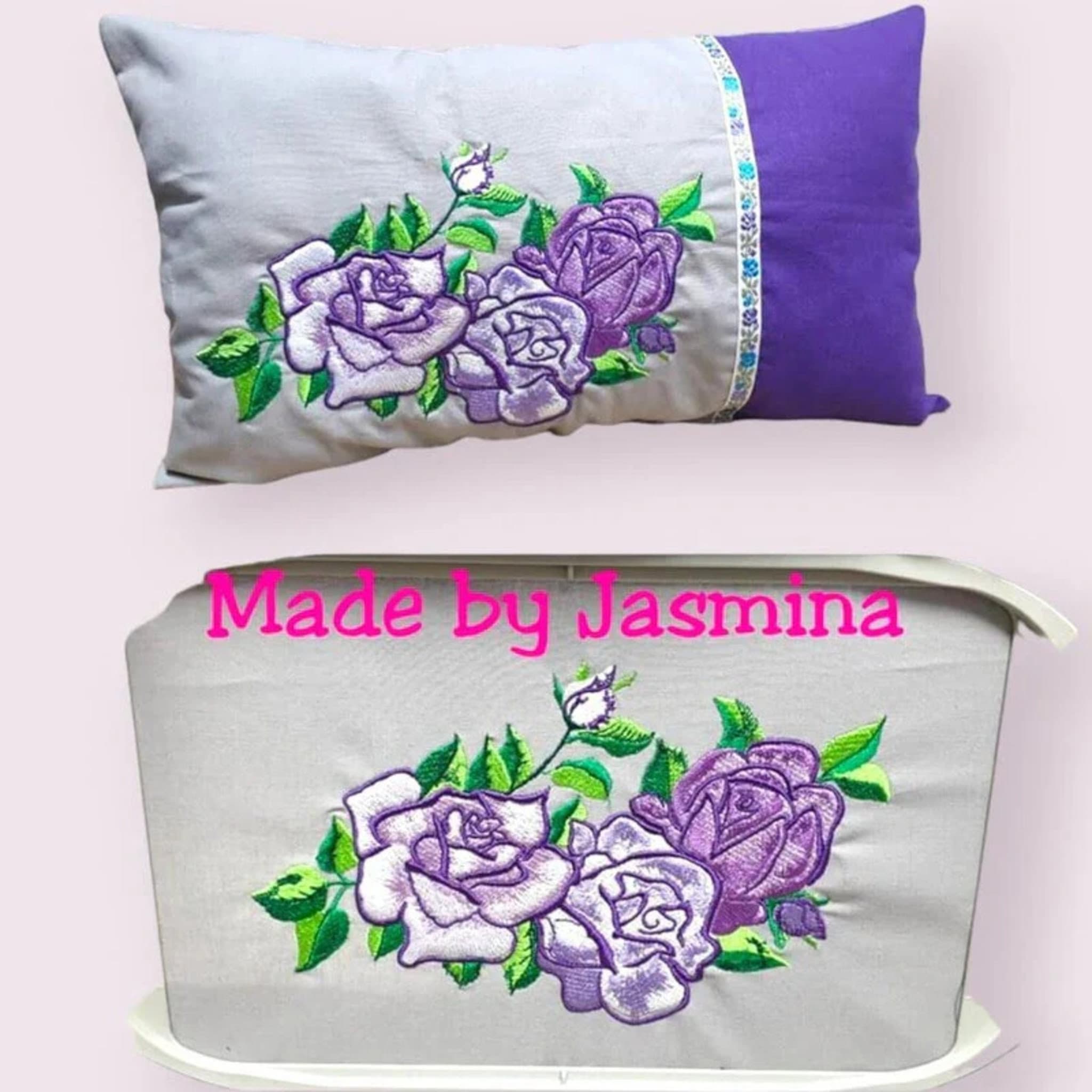 Detailreiches Rosen Arrangement Stickmuster mit drei Blüten und Knospen für Stickmaschine, Premium-Qualität nach lajana Gemälde