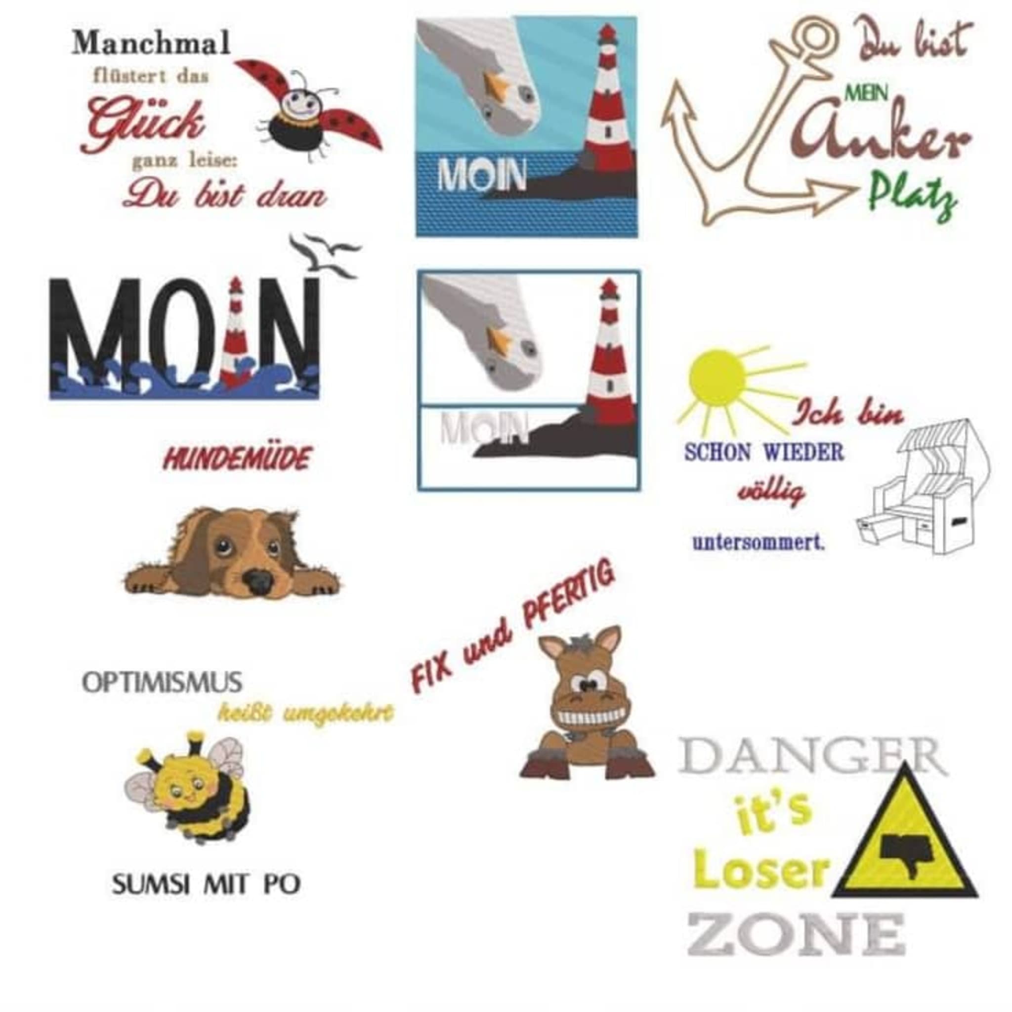 Stickdateien Sprüche & Weisheiten – Inspirierende und lustige Spruch-Stickmotive für Kissen, Taschen, Geschenke und Deko