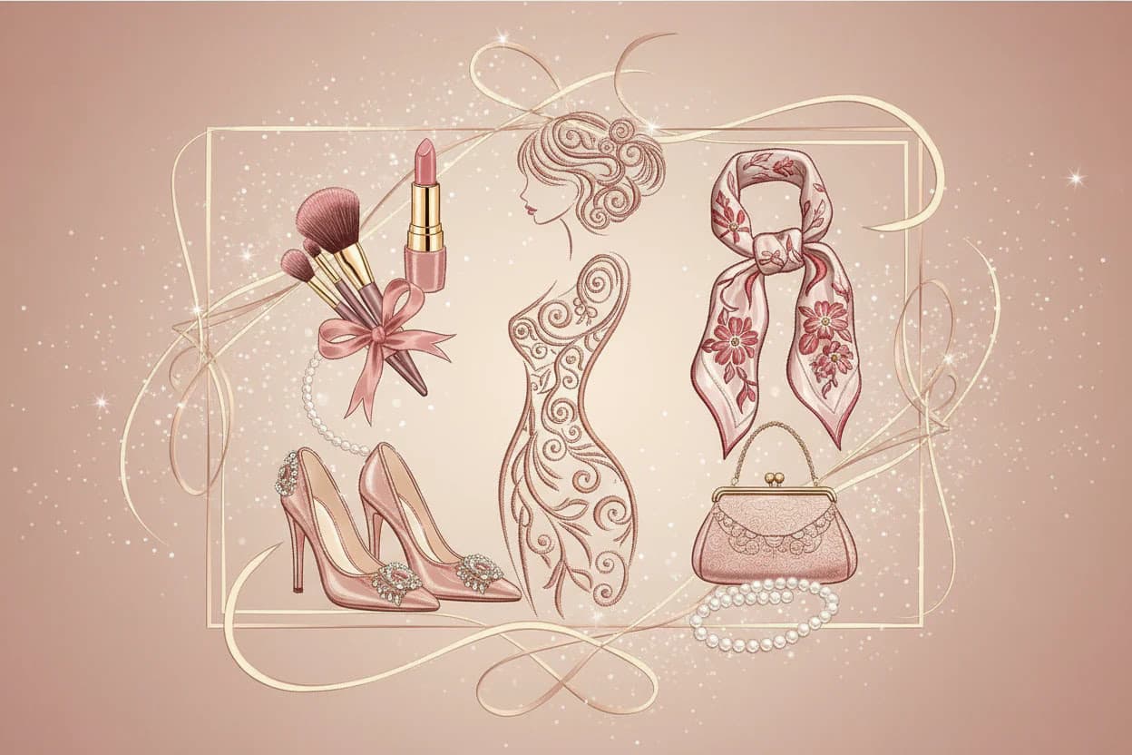 Stickdateien für Frauen – Mode, Kosmetik und Fashion-Motive für Taschen und Textilien von stiXXie