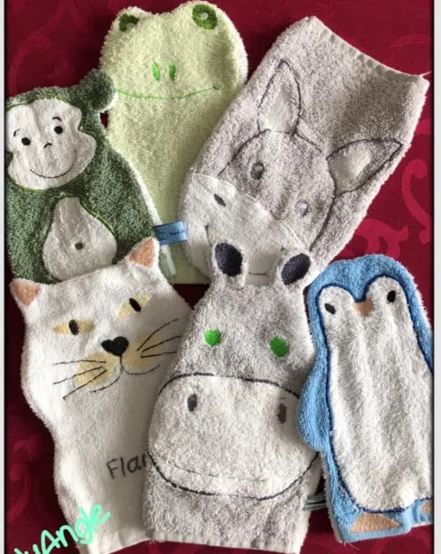 ITH Stickdatei Kinder-Waschlappen Set