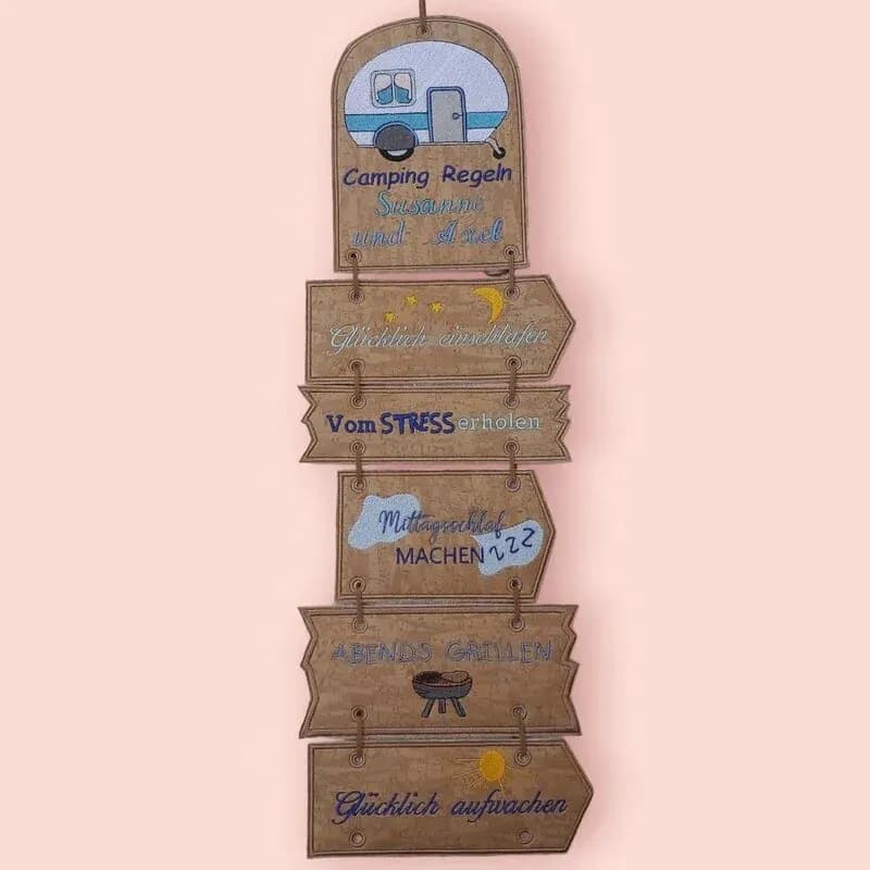 ITH Stickdatei Campingdeko Campingregeln