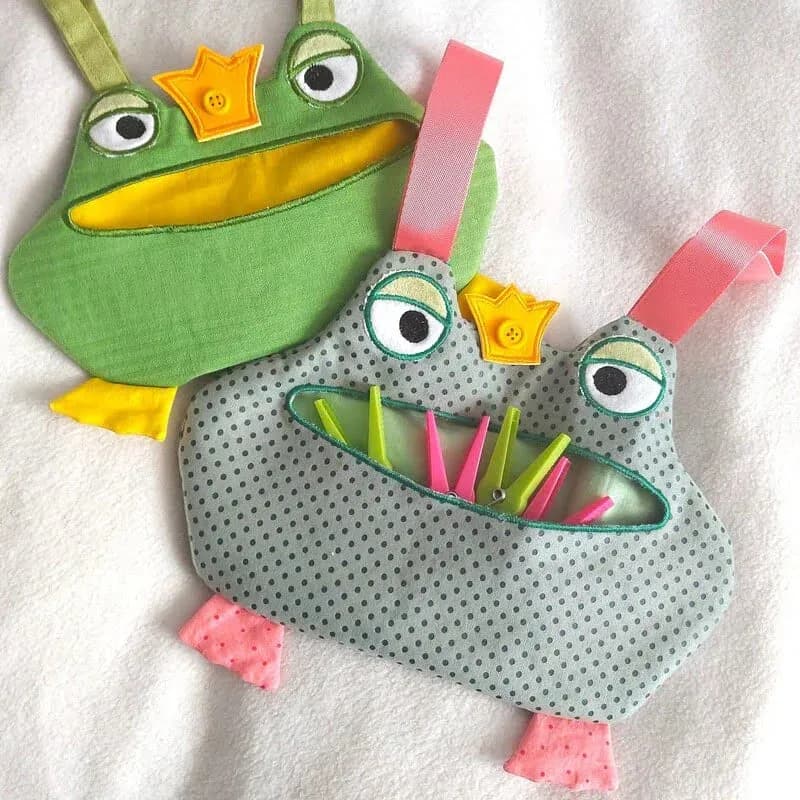 ITH Stickdatei Klammerfrosch