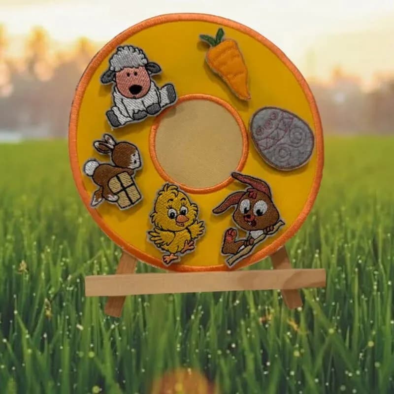 ITH Stickdatei Osterkranz Gesteck mit Figuren