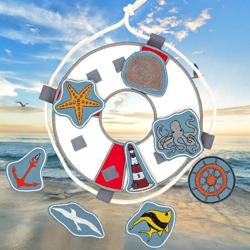 ITH Stickdatei Kranz und Schild Maritim