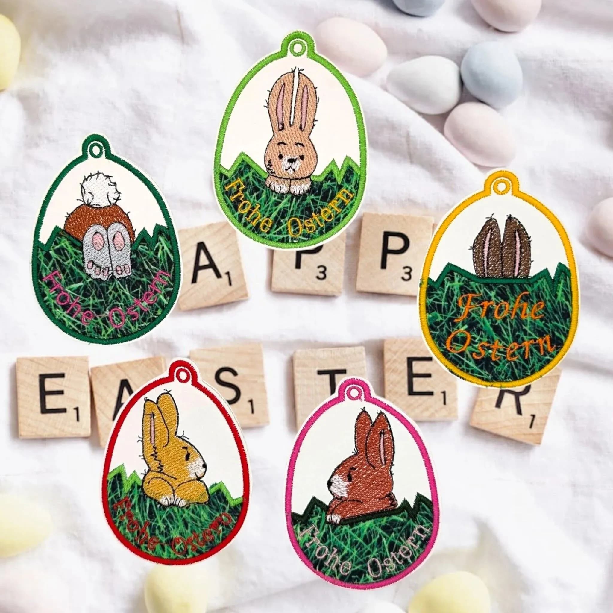 ITH Stickdatei Ostereier Hasen