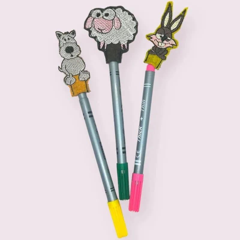 ITH Stickdatei Tiere Stiftaufsatz