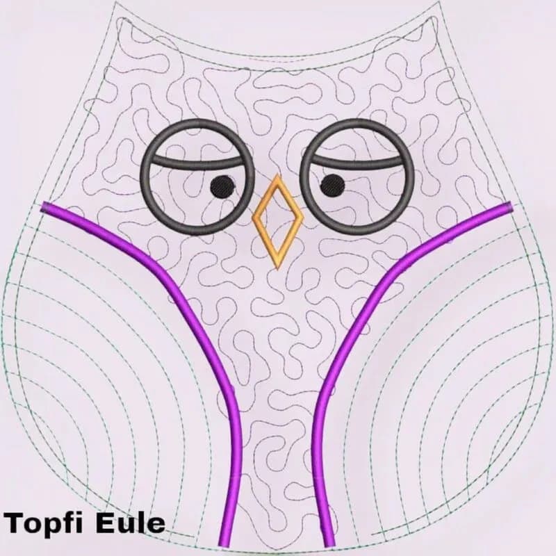 ITH Stickdatei Topflappen Eule