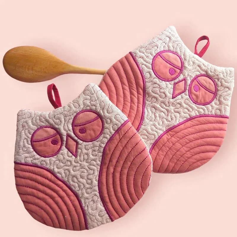 ITH Stickdatei Topflappen Eule