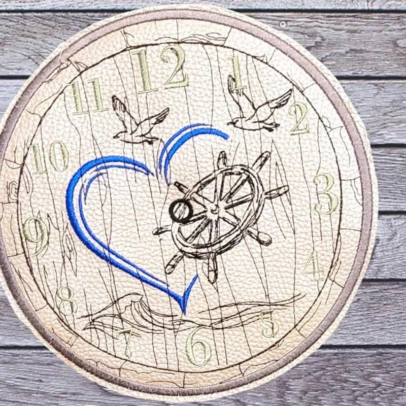 ITH Stickdatei Fass-Uhr