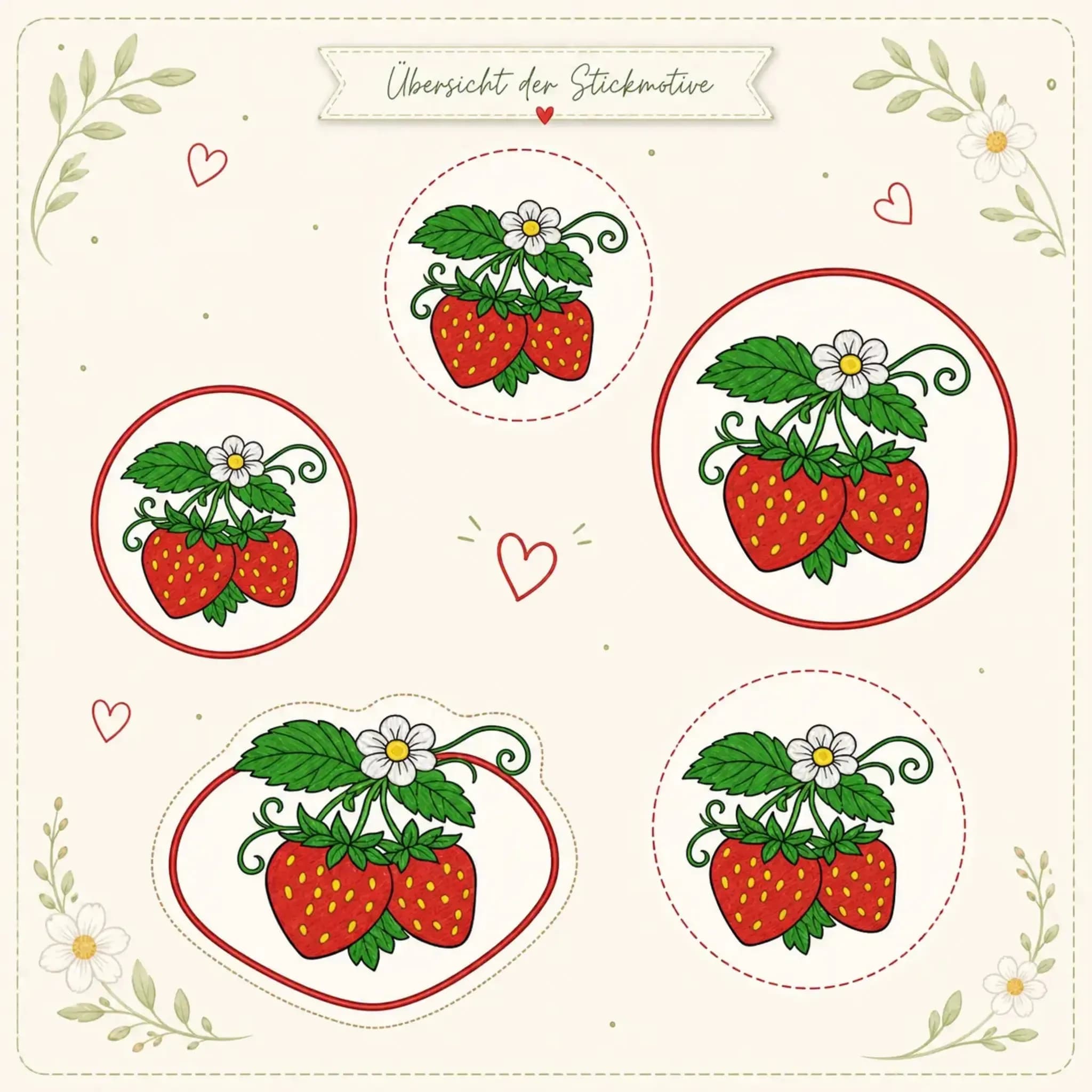 Stickdatei Erdbeerliebe 🍓 – Das große Erdbeer-Bundle 3