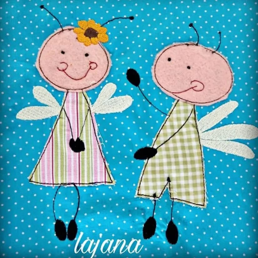 Stickdatei Doodle Applikation Pippa und Pepe