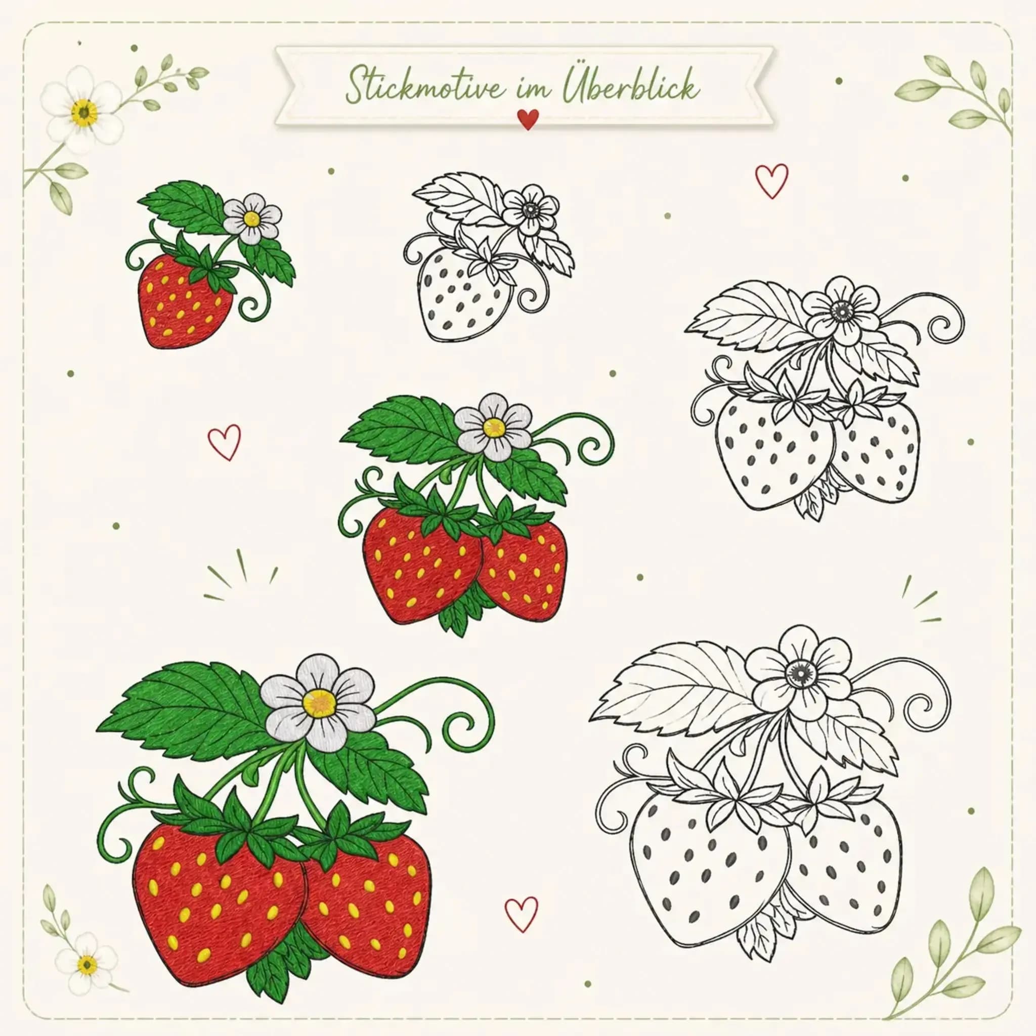 Stickdatei Erdbeerliebe 🍓 – Das große Erdbeer-Bundle 4