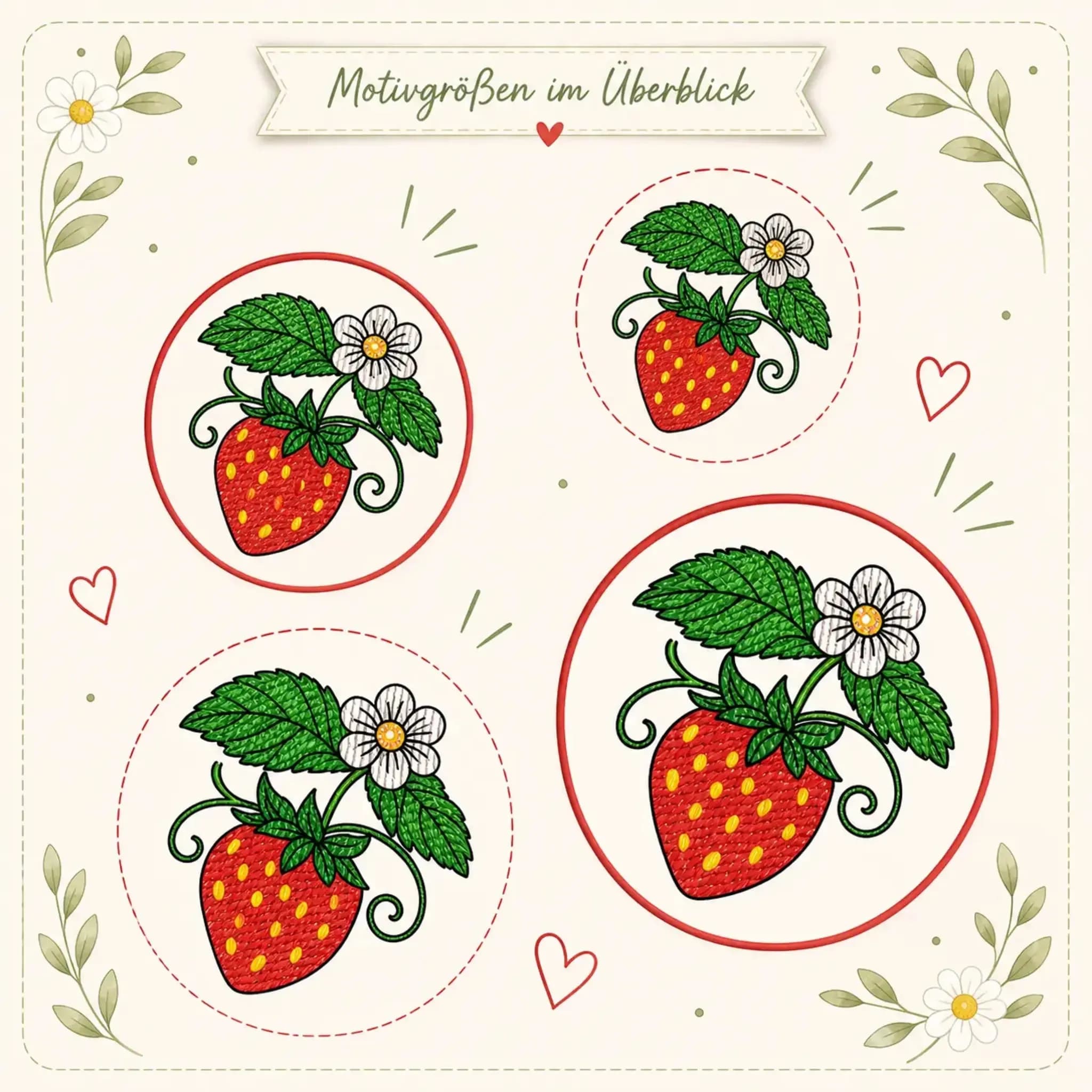 Stickdatei Erdbeere 🍓 – Glasdeckel für Marmeladenglas in 2 Größen 3