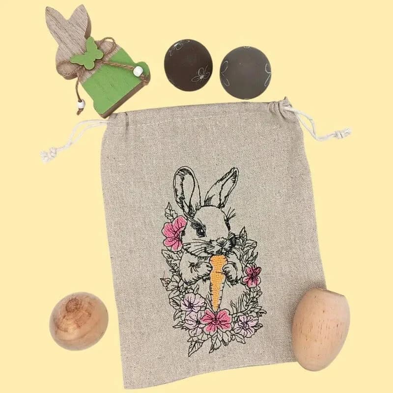 Stickdatei Hase Blumen