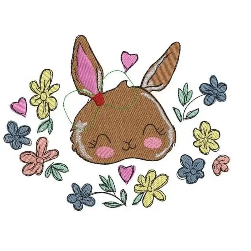 Stickdatei Hase mit Blumen