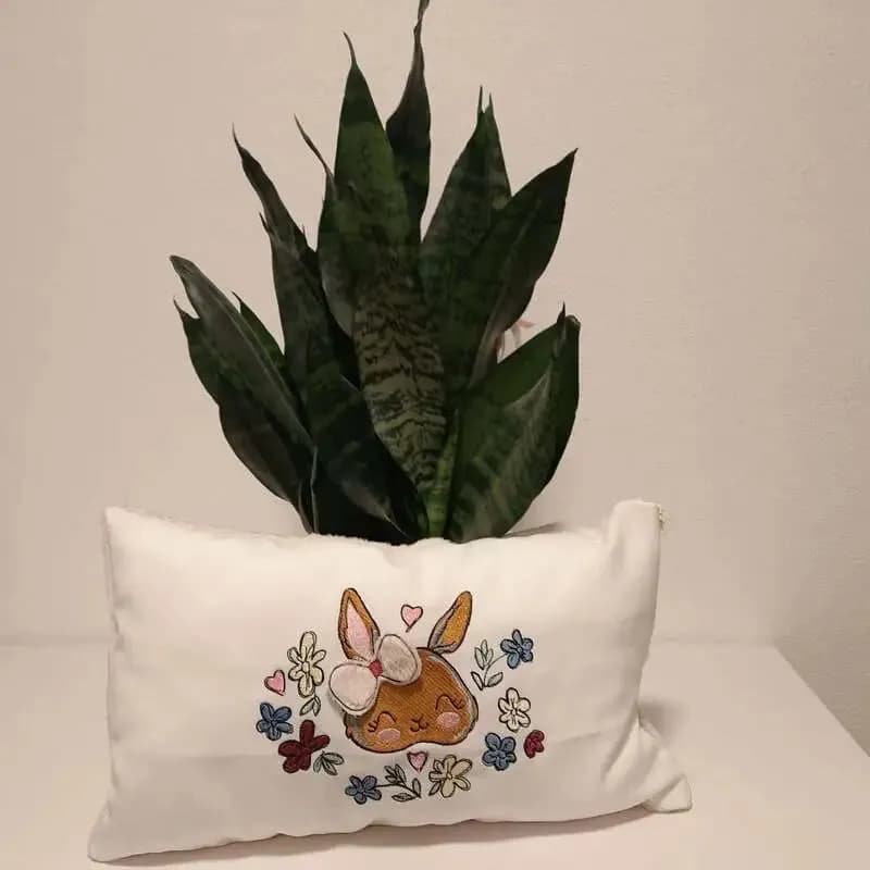 Stickdatei Hase mit Blumen