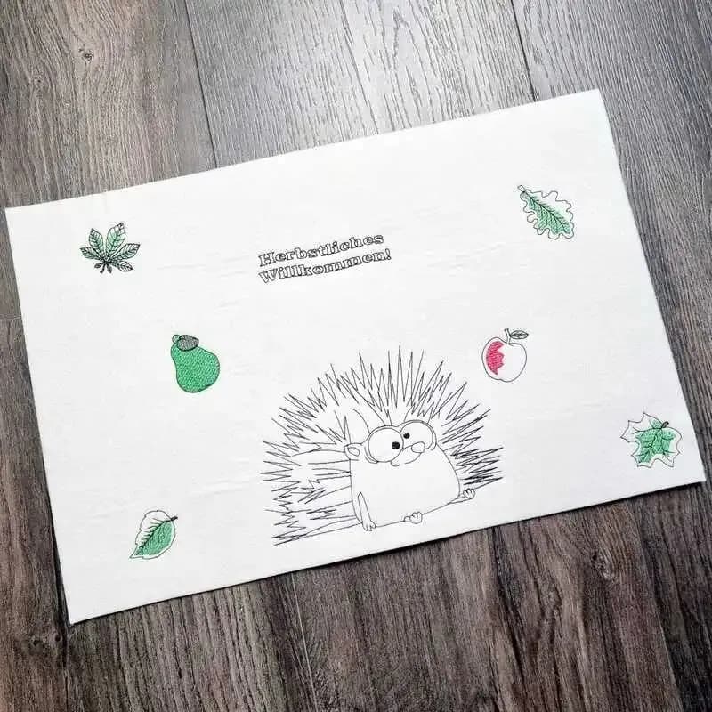 Stickdatei Herbstmotive Igel und mehr