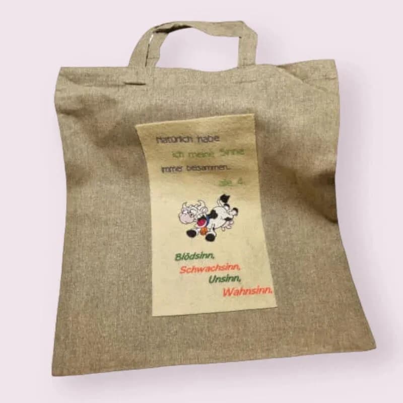 Stickdatei Kuh mit Spruch