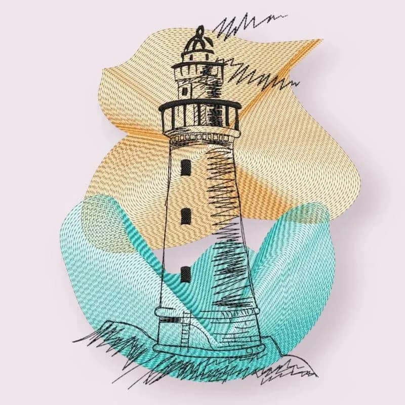 Stickdatei Leuchtturm Vintage
