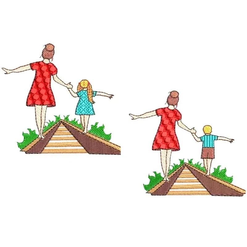 Stickdatei Mutter und Tochter oder Sohn