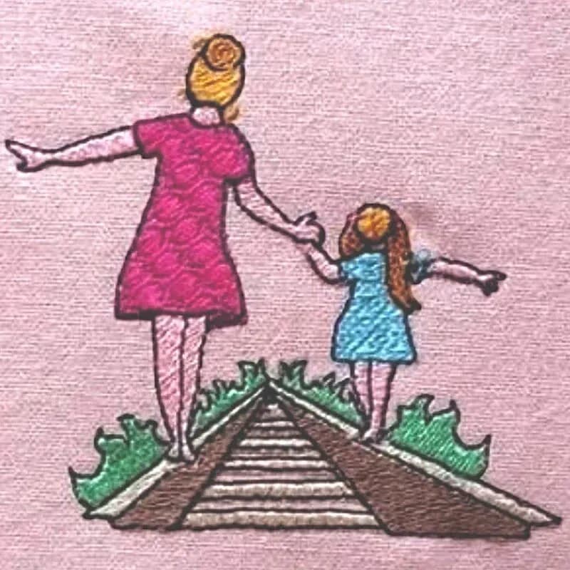 Stickdatei Mutter und Tochter oder Sohn