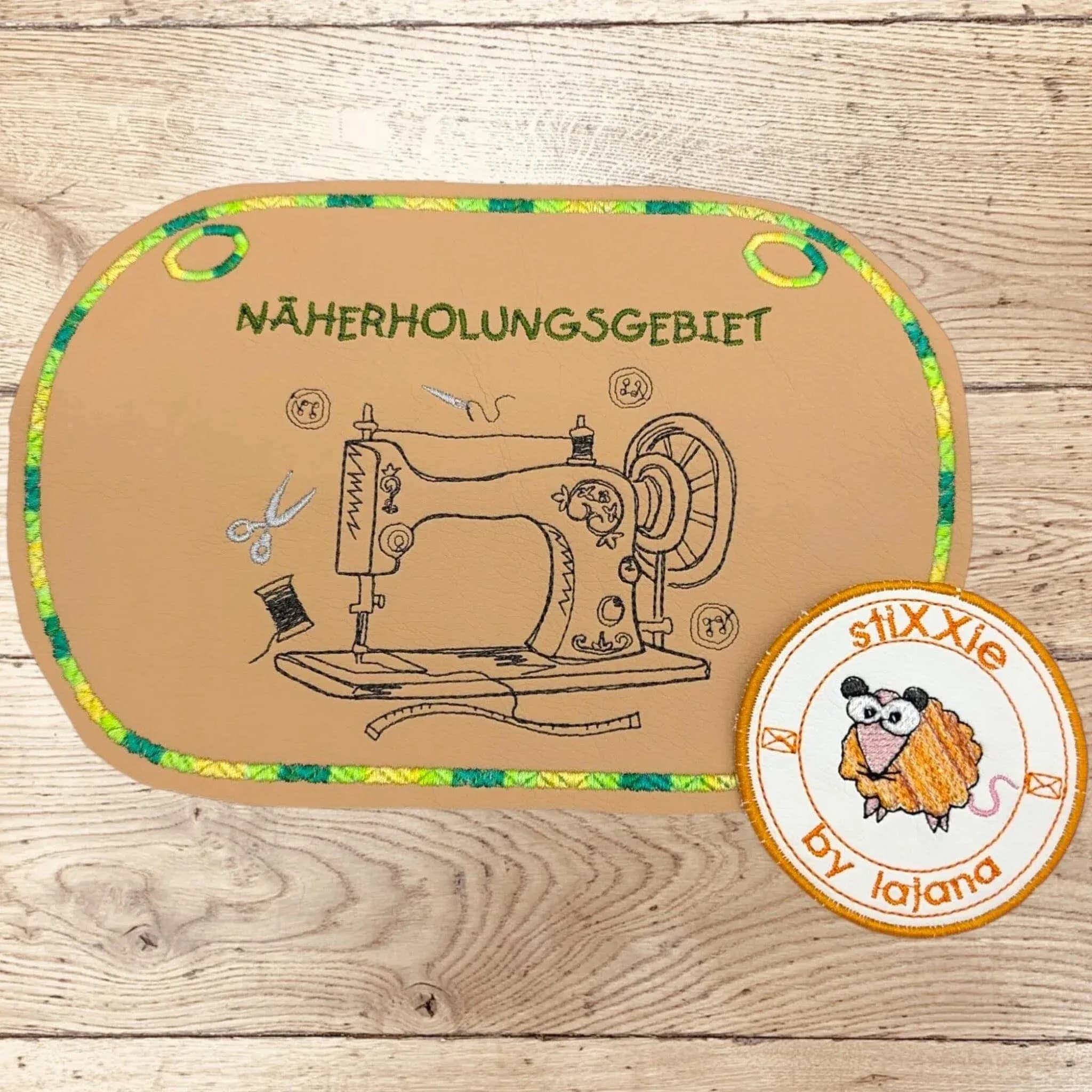 Stickdatei Näherholungsgebiet - Nähmaschine mit Spruch