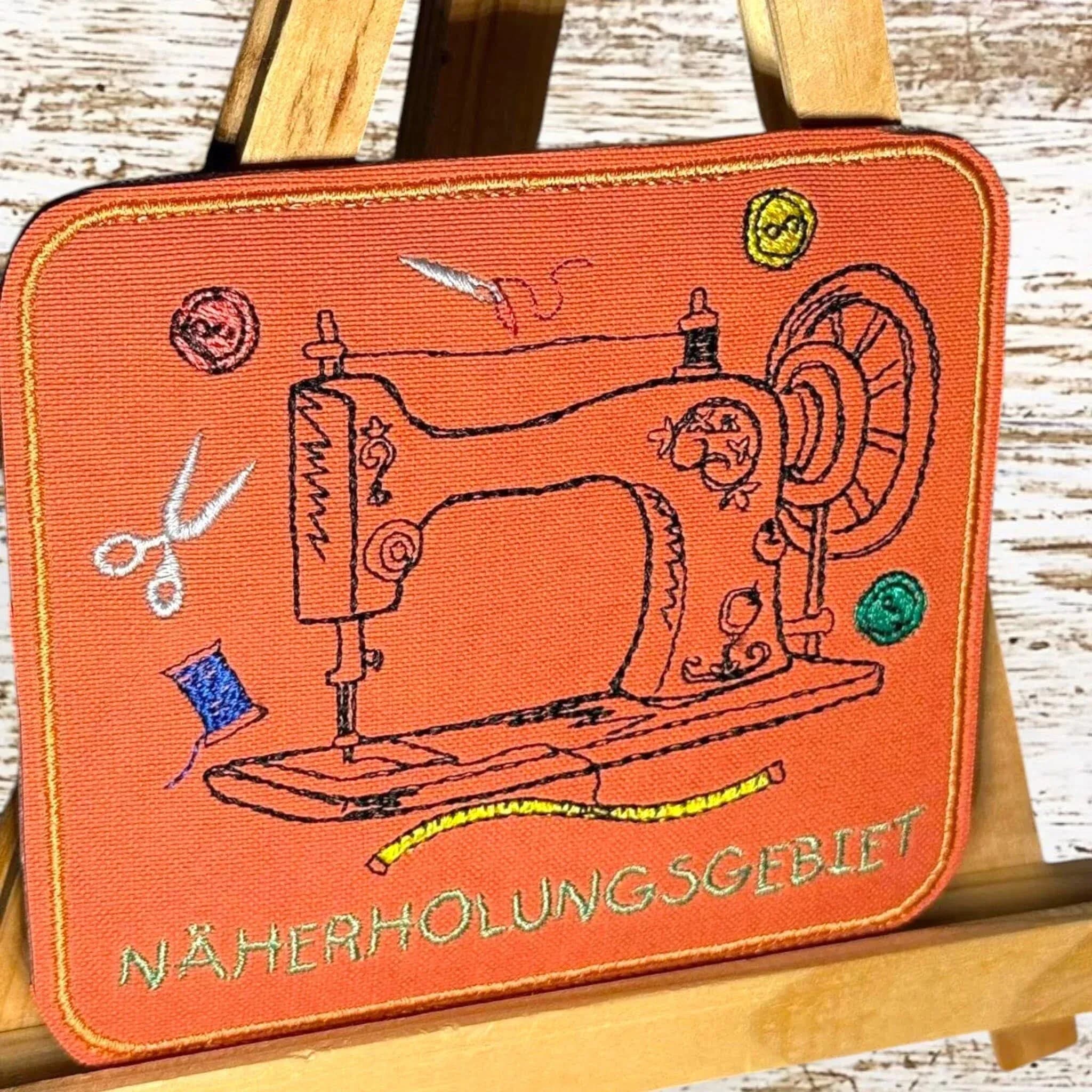 Stickdatei Näherholungsgebiet - Nähmaschine mit Spruch