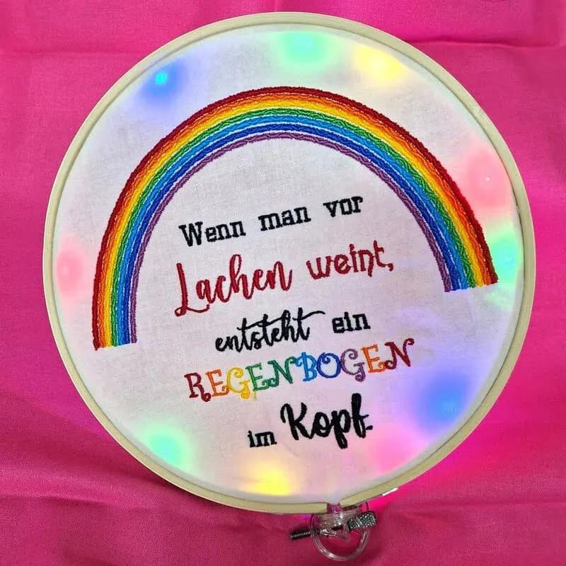 Stickdatei Spruch Regenbogen