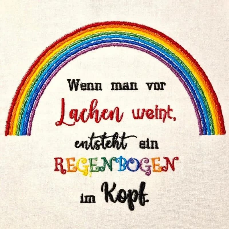 Stickdatei Spruch Regenbogen