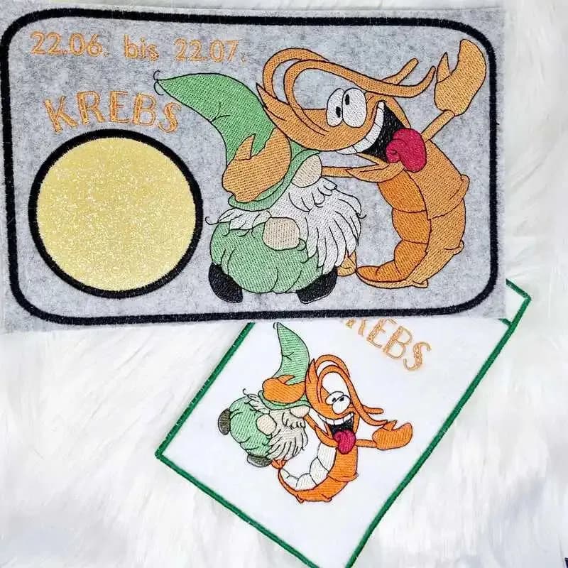 Stickdatei Wichtel Sternzeichen Krebs