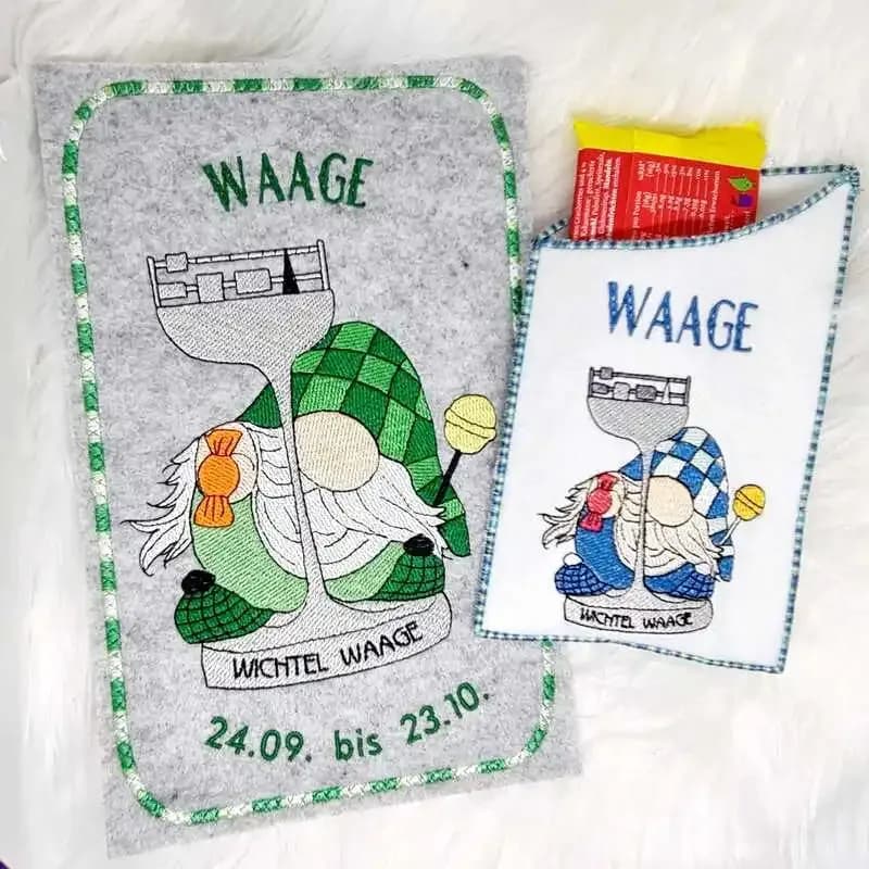 Stickdatei Wichtel Sternzeichen Waage