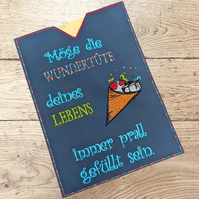 Stickdatei Wundertüte mit Spruch