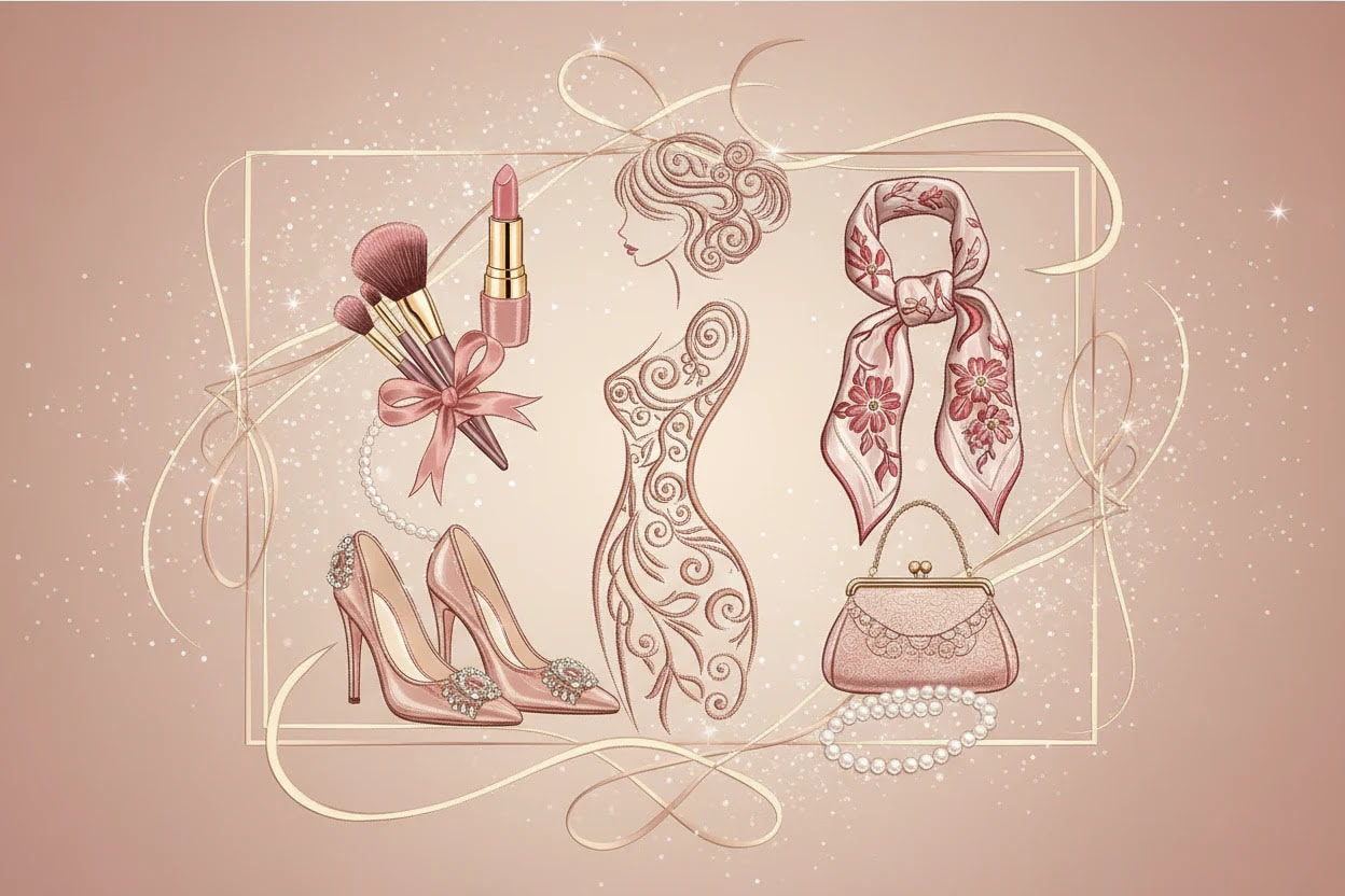 Stickdateien für Frauen – Mode & Kosmetik-Motive