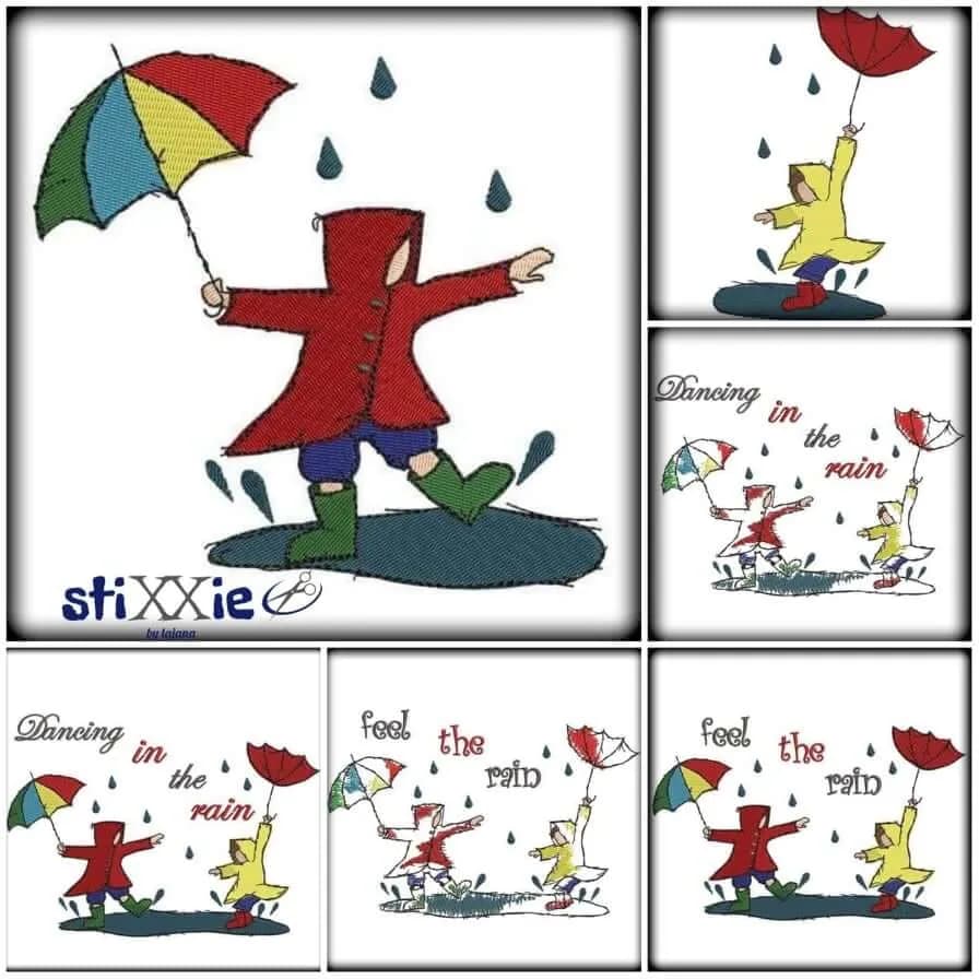 Stickdatei Regen Vollstick Doodlestick Set