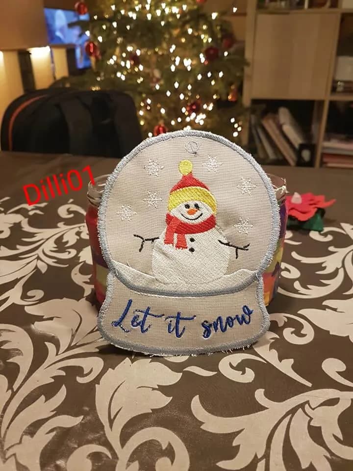 ITH Stickdatei Schneekugel