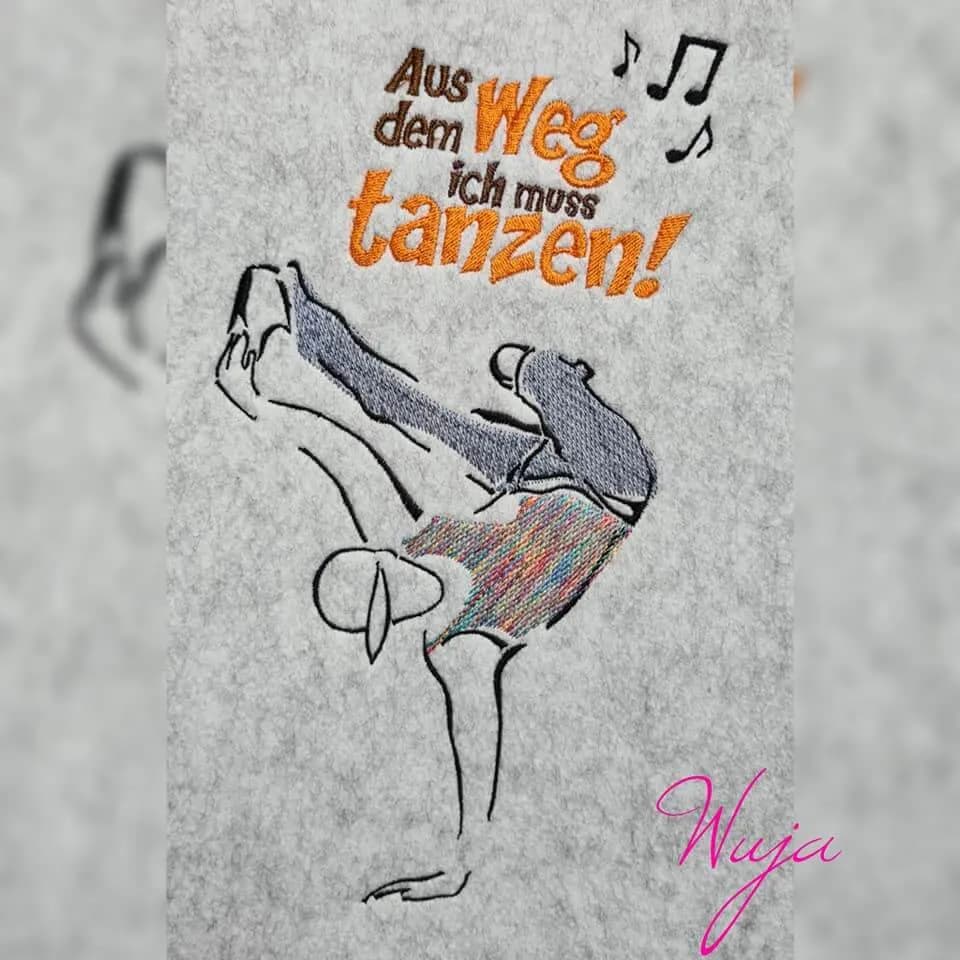 Stickdatei Tanzen mit Sprüchen