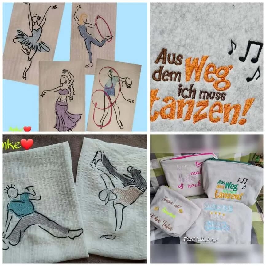 Stickdatei Tanzen mit Sprüchen