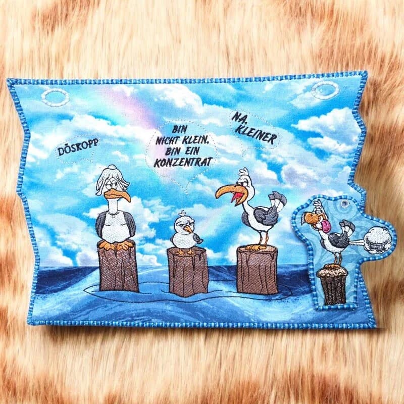 Möwenfamilie Stickdesign – Niedliche Küstenmotive für kreative Projekte