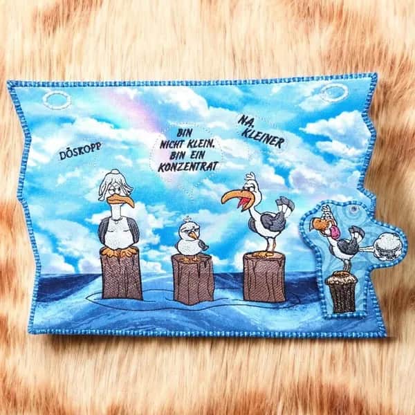 Möwenfamilie Stickdesign – Niedliche Küstenmotive für kreative Projekte